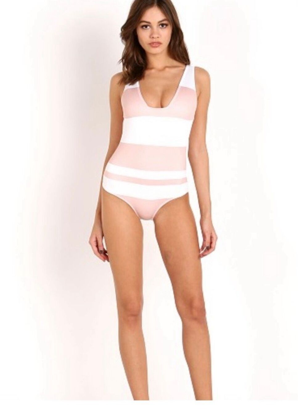 Cali Dreaming Medium Aquarius One Piece SCUBA swim pink Nude /White